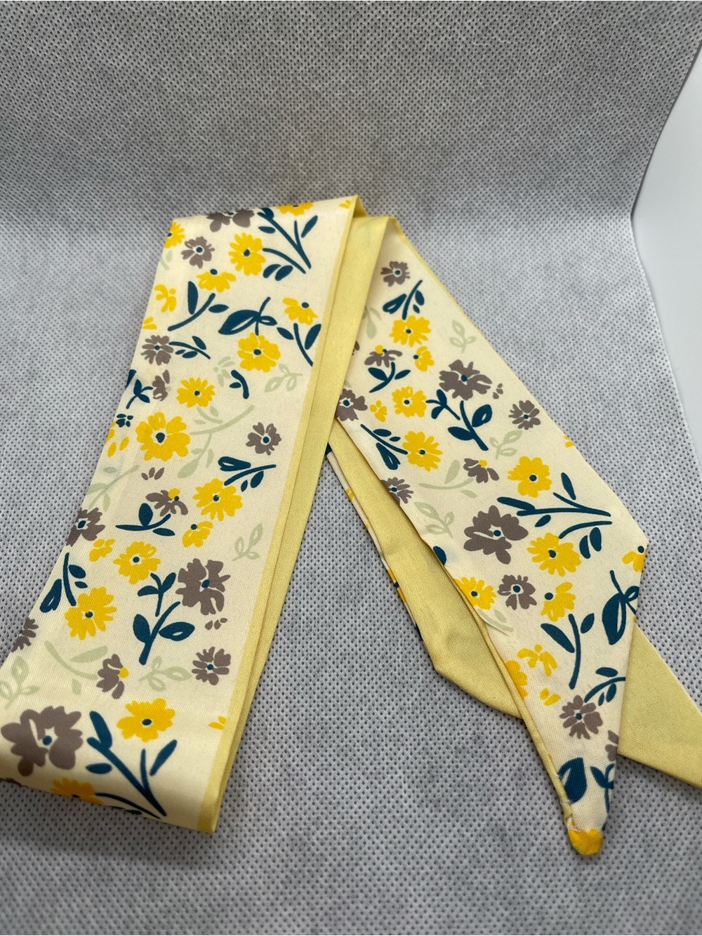 Yellow Floral Skinny Scarf / Hair Tie